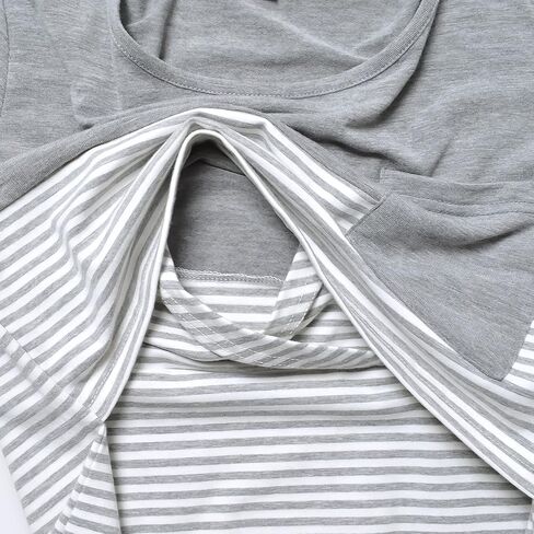 Bhome Nursing Tshirt Color Block Maternity Top Sleeve Top للرضاعة الطبيعية قميص الحمل مع جيب in Kuwait