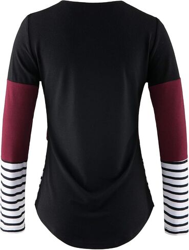 Bhome Nursing Tshirt Color Block Maternity Top Sleeve Top للرضاعة الطبيعية قميص الحمل مع جيب in Kuwait