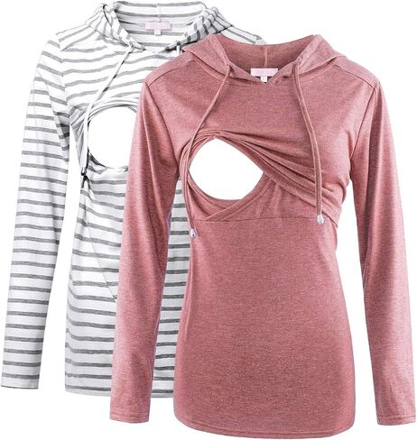 Bhome Nursing Hoodie Long Sleeves Shirt Casual Breastfeeding Top Sweatshirt in Saudi Arabia