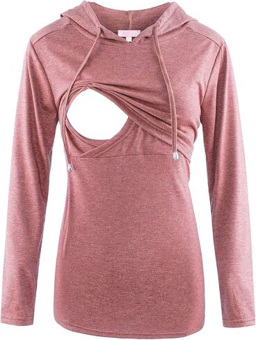 Bhome Nursing Hoodie Long Sleeves Shirt Casual Breastfeeding Top Sweatshirt in Saudi Arabia