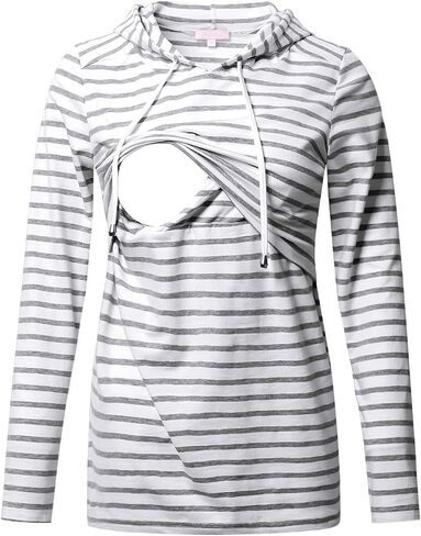 Bhome Nursing Hoodie Long Sleeves Shirt Casual Breastfeeding Top Sweatshirt in Saudi Arabia
