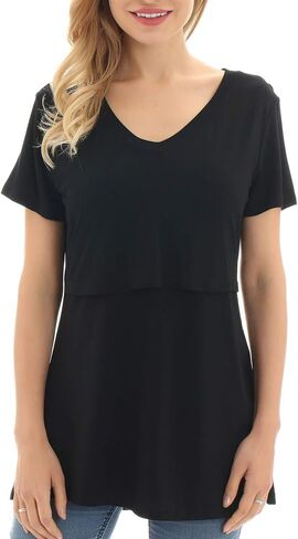 Bearsland Womens 3 Packs V Neck Nursing Tops Maternity Breastfeeding Tee Shirts in Saudi Arabia