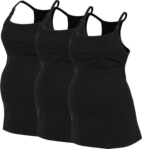 Cotton Maternity Nursing Tank Tops with Bralette Breastfeeding Shirts Pregnancy Clothes in Kuwait