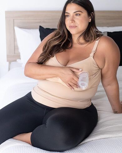 Kindred Bravely Sublime Hands Free Busty Pumping Tank | Patented All-in-One Pumping & Nursing Tank Top for F,G,H,I Cups (Beige, XX-Large-Busty) in Saudi Arabia