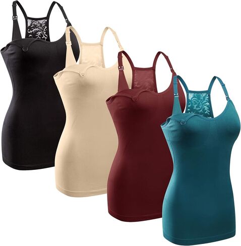 GXXGE 4Pack Women's Nursing Tank Top Cami Nursing Maternity Bra Breastfeeding Shirts with Adjustable Straps in Saudi Arabia