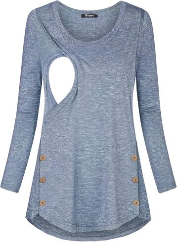 connche Women's Button Side Maternity Tunic Nursing Tops for Breastfeeding in Saudi Arabia