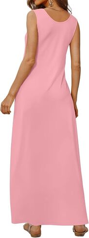 OFEEFAN Women's Maxi Dresses Summer Spaghetti Strap Dress with Pockets in Kuwait