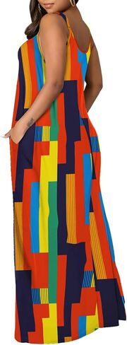 OFEEFAN Women's Maxi Dresses Summer Spaghetti Strap Dress with Pockets in Kuwait