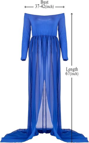 Mommy Jennie Maternity Dress Off Shoulder Long Sleeve Split Front Chiffon Gown for Photoshoot in Saudi Arabia