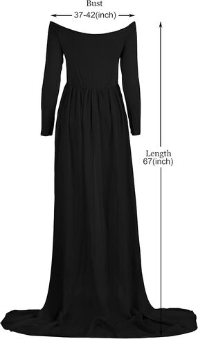 Mommy Jennie Maternity Dress Long Sleeve Gown for Photoshoot | Off Shoulder, Split Front, For Photography, Chiffon Shoot, Baby Shower, Beach Picture Dress, Maternity Photoshoot Outfits in Kuwait