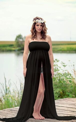Mommy Jennie Maternity Dress for Photoshoot Sleeveless Open Front Photography Gown in Kuwait