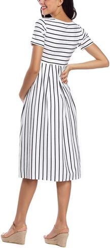 BBHoping Women's Summer Short Sleeve Maternity Dress for Baby Showe | A-line silhouette,knee length,two side pockets,soft,breathable fabric,pregnancy bump friendly,casual everyday wear in Saudi Arabia