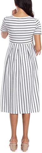 BBHoping Women's Summer Short Sleeve Maternity Dress for Baby Showe | A-line silhouette,knee length,two side pockets,soft,breathable fabric,pregnancy bump friendly,casual everyday wear in Saudi Arabia