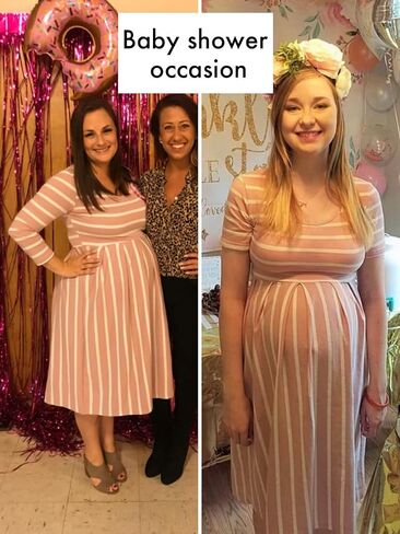 BBHoping Women's Summer Short Sleeve Maternity Dress for Baby Showe | A-line silhouette,knee length,two side pockets,soft,breathable fabric,pregnancy bump friendly,casual everyday wear in Saudi Arabia