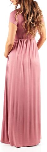 Mother Bee Maternity Short Sleeve Ruched Waist Faux Wrap Maxi Dress in Saudi Arabia