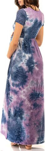 Mother Bee Maternity Short Sleeve Ruched Waist Faux Wrap Maxi Dress in Saudi Arabia