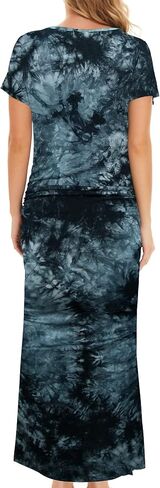 Smallshow Women's Split Long Short Sleeve Maternity Dress | Ruched, Pregnancy Clothes in Saudi Arabia