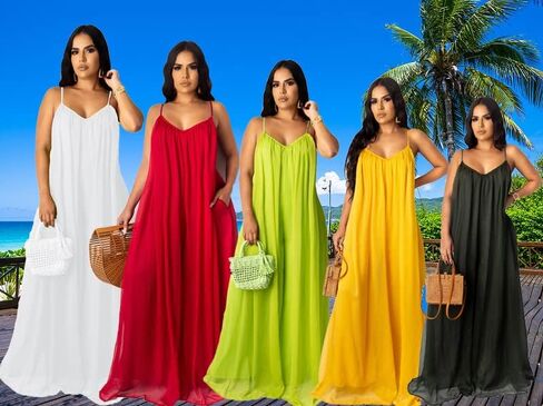 فساتين سهرة نسائية صيفية مثيرة من الشيفون من LightlyKiss بدون ظهر طويلة ماكسي واسعة in Kuwait
