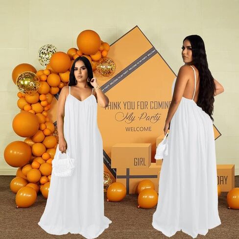 LightlyKiss Women's Sexy Summer Chiffon Evening Dresses Backless Long Maxi Flowy Sundress in Saudi Arabia