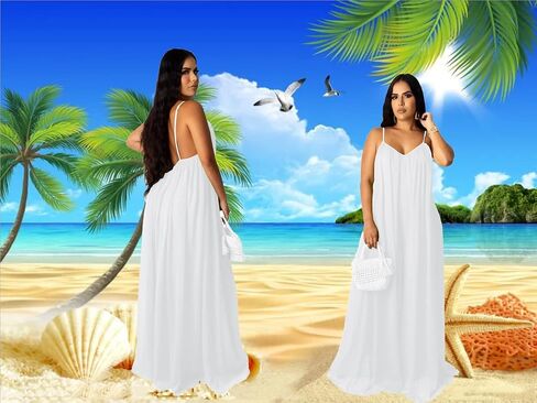 LightlyKiss Women's Sexy Summer Chiffon Evening Dresses Backless Long Maxi Flowy Sundress in Saudi Arabia