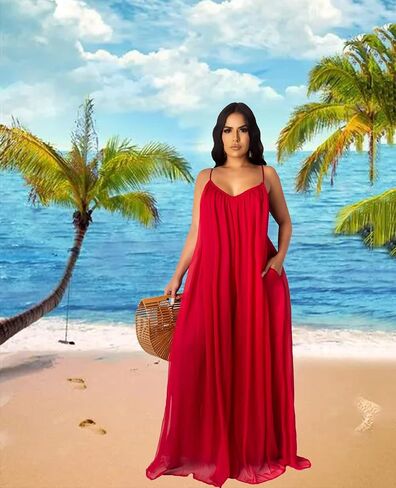 LightlyKiss Women's Sexy Summer Chiffon Evening Dresses Backless Long Maxi Flowy Sundress in Saudi Arabia