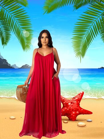 LightlyKiss Women's Sexy Summer Chiffon Evening Dresses Backless Long Maxi Flowy Sundress in Saudi Arabia