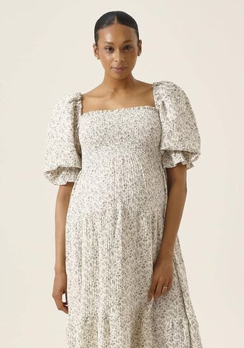 NOTHING FITS BUT Women’s Classic Nursing Kiko Dress, Modal Muslin Maternity Gown for Baby Shower, Photoshoot in Saudi Arabia
