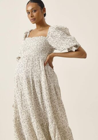 NOTHING FITS BUT Women’s Classic Nursing Kiko Dress, Modal Muslin Maternity Gown for Baby Shower, Photoshoot in Saudi Arabia