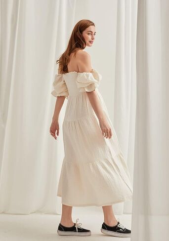 NOTHING FITS BUT Women’s Classic Nursing Kiko Dress, Modal Muslin Maternity Gown for Baby Shower, Photoshoot in Saudi Arabia