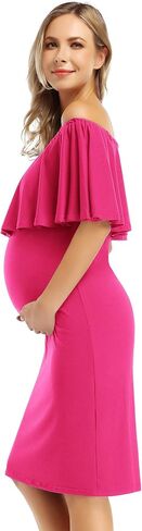Coolmee Women's Maternity Dress Off Shoulder Casual Maxi Dress in Kuwait