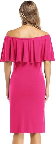 Coolmee Women's Maternity Dress Off Shoulder Casual Maxi Dress in Kuwait