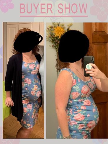 Rnxrbb S-2XL Women Summer Bodycon Maternity Dresses Pregnancy Tank Clothes | Soft Ruched Mama Dress with Room for Growing Bump, Sleeveless Tank Top Design for Summer, Perfect for Pregnancy&Baby Shower in Saudi Arabia