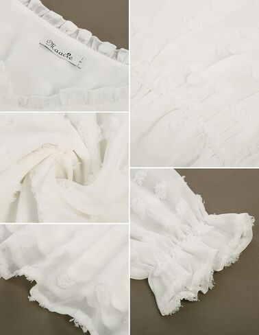 Maacie الأمومة النقاط السويسرية قمم طويلة الأكمام الخامس الرقبة مثير الدانتيل بوم بوم بلوزة شيفون in Kuwait