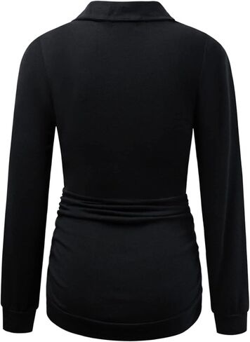 DEBELLY Maternity Shirt with Pocket Women's Lapel Top Casual Pregnancy Long Sleeve Zipper Sweatshirt in Saudi Arabia