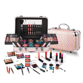 Hot Sugar Makeup Kit for Girls 10-12, Teen Girls Makeup Set for Beginners With Eye Shadow Palette, Blush, Lip Gloss, Brush, Mirror (Black Bubble)