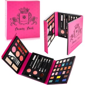 SHANY Beauty Book Makeup Kit All in one Travel Makeup Set - 35 Colors Eyeshadow, Eye brow, makeup blushes, powder palette,10 Lip Colors, Eyeliner pens & makeup Mirror - Holiday Makeup Gift Set