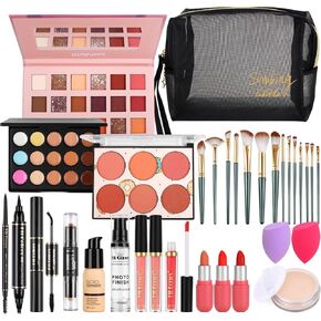 Fenshine Makeup Set,Make Up Starter Kit With Storage Bag Portable Travel Make Up Palette Eyeshadow Foundation Lip Gloss for Teenage & Adults (Type A) in Saudi Arabia