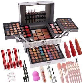 132 Color All- In- One Makeup For Women Full Kit,Professional Makeup Kit,Makeup Gift Set for Women,Girls&Teens,Include eyeshadow/lipstick/concealer/Lip Gloss/Eyeliner/Mascara（006N2-Silver）