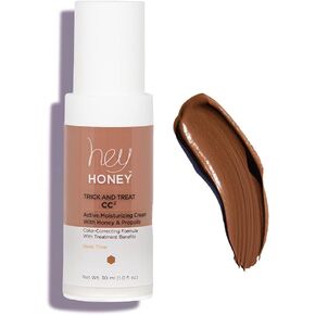 Hey Honey Trick and Treat CC² Cream SPF 46 | Active Moisturizing Color Correcting Cream with Honey & Propolis | Best Cover For Rosacea, Skin Redness & Mature Skin | Cruelty-Free | 1 oz (Deep Tan)