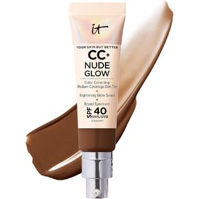 كريم أساس خفيف الوزن CC+ Nude Glow من IT Cosmetics + مصل متوهج مع عامل حماية من الشمس SPF 40 - مع النياسيناميد وحمض الهيالورونيك ومستخلص الشاي الأخضر - 1.08 أونصة سائلة in Kuwait