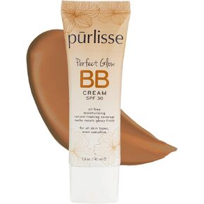 pūrlisse Perfect Glow BB Cream SPF 30: Clean & Cruelty-Free, Medium Flawless Coverage, Hydrates with Jasmine | Light Warm 1.4oz