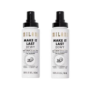 Milani Make It Last Dewy - Dewy Finish Setting Spray - 3 in 1- Hydrate + Illuminate + Set, Makeup Finishing Spray - Makeup Primer & Hydrating Setting Spray - 2 Pack