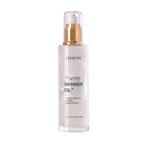 Liyalan Shimmer Body Oil Pearl White 5 Color Bronze Face Brighten Glow Highlighter Illuminator Body Makeup Shine Glitter Gold Liquid Taning (2.8 Fl Oz)