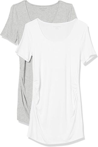Amazon Essentials Women's Maternity Short-Sleeve Rouched Scoopneck T-Shirt, Pack of 2 in Saudi Arabia