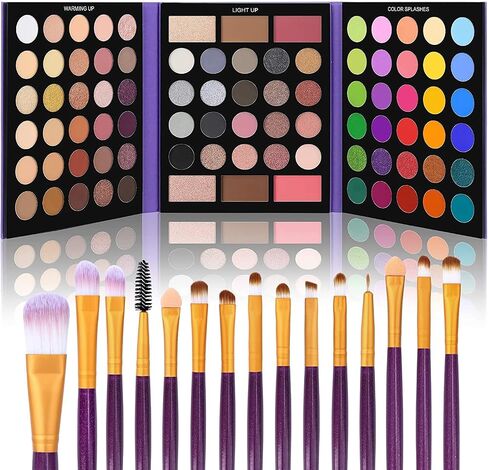 UCANBE Professional 86 Colors Eyeshadow Palette with 15pcs Makeup Brushes Set Matte Glitter Long Lasting Highly Pigmented Waterproof Contour Blush Powder Highlighter All in One in Kuwait