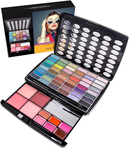 SHANY Beauty Book Makeup Kit All in one Travel Makeup Set - 35 Colors Eyeshadow, Eye brow, makeup blushes, powder palette,10 Lip Colors, Eyeliner pens & makeup Mirror - Holiday Makeup Gift Set in Kuwait