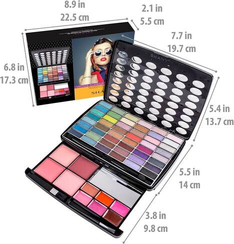 SHANY Beauty Book Makeup Kit All in one Travel Makeup Set - 35 Colors Eyeshadow, Eye brow, makeup blushes, powder palette,10 Lip Colors, Eyeliner pens & makeup Mirror - Holiday Makeup Gift Set in Kuwait
