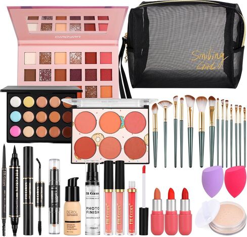 Fenshine Makeup Set,Make Up Starter Kit With Storage Bag Portable Travel Make Up Palette Eyeshadow Foundation Lip Gloss for Teenage & Adults (Type A) in Kuwait