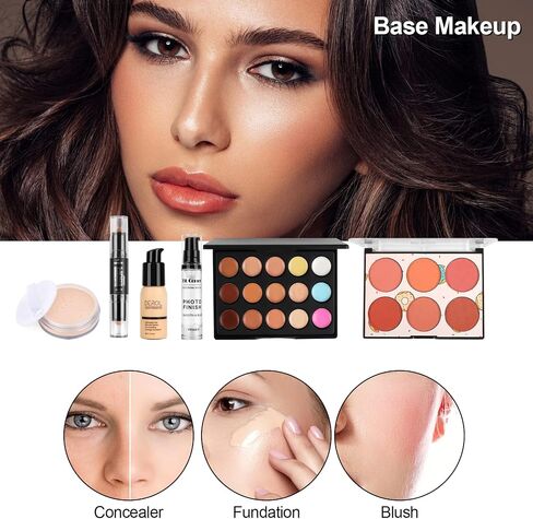Fenshine Makeup Set,Make Up Starter Kit With Storage Bag Portable Travel Make Up Palette Eyeshadow Foundation Lip Gloss for Teenage & Adults (Type A) in Kuwait