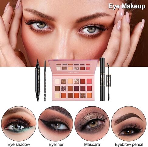 Fenshine Makeup Set,Make Up Starter Kit With Storage Bag Portable Travel Make Up Palette Eyeshadow Foundation Lip Gloss for Teenage & Adults (Type A) in Kuwait